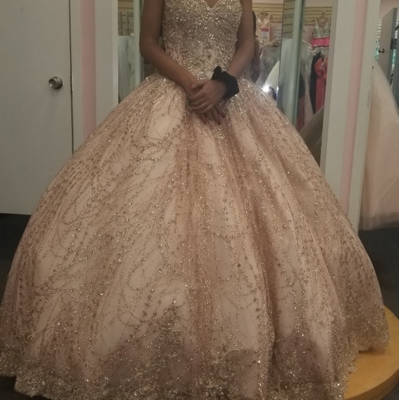 Pageant/ Quinceañera Dress.          Ariana Vara, Rose Gold, size 6 - Picture 2 of 13
